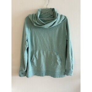 LL Bean cowl neck cozy pullover Green color size M Reg pocket thumb holes